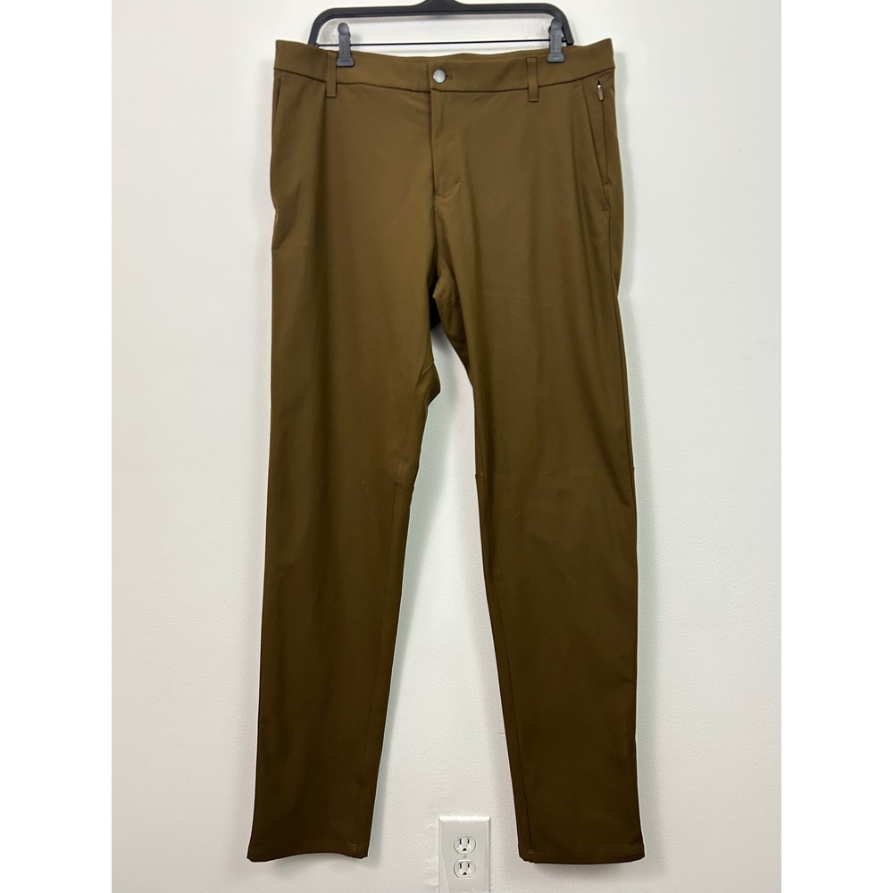 Lululemon Commission Slim Fit Pant‎ 36 Tall Brown Warpstreme Chino Trousers Mens